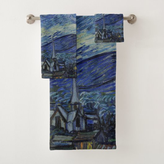 美しい風景ブルーナイトスカイゴールデンスターズ バスタオルセット (インサイチュ)