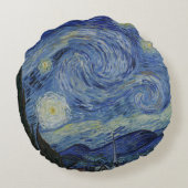 美しい風景ブルーナイトスカイゴールデンスターズ ラウンドクッション (裏面)