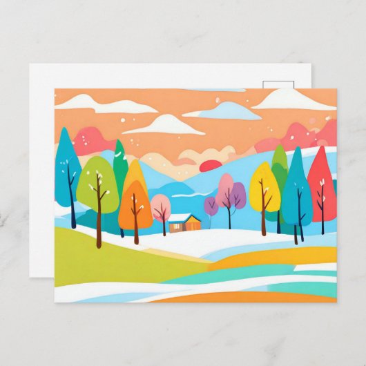 美しい風景画 ポストカード (正面/裏面)