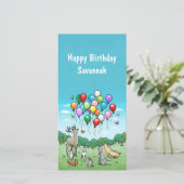 美しい風船の誕生日を迎えた動物たち カード (スタンド正面)
