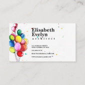 美しい飛んでいるカラフル風船 名刺 (裏面)