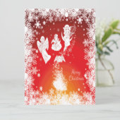 美しい飛んでいるクリスマス天使 – 白い雪 – 赤 (スタンド正面)