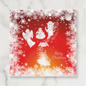 美しい飛んでいるクリスマス天使 – 白い雪 – 赤 フェイバータグ (裏面)