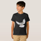 美しい飛翔平和な白鳩の写真のシルエット Tシャツ (正面フル)