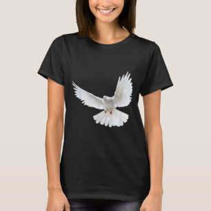 美しい飛翔平和な白鳩の写真のシルエット Tシャツ