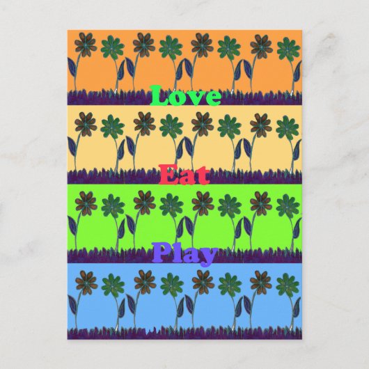 美しい食べカラフルラヴ遊文字フローラポップ・アートの ポストカード (正面)