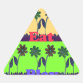 美しい食べカラフルラヴ遊文字フローラポップ・アートの 三角形シール (正面)