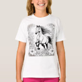 美しい飼育馬と絵を描花a tシャツ (正面)