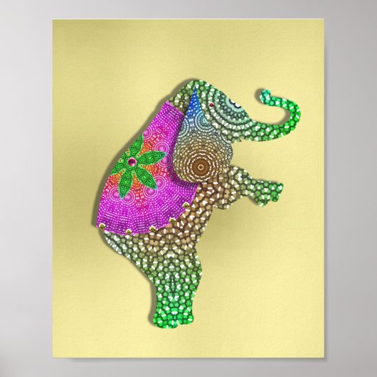 美しい飾インディアン象写真 ポスター (正面)