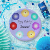 美しい飾数々のり色の花 ペーパープレート (パーティー)