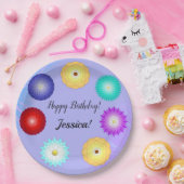 美しい飾数々のり色の花 ペーパープレート (パーティー)