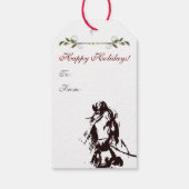 美しい馬およびヒイラギの冬休みのクリスマス ギフトタグ (裏面)