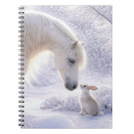 美しい馬とうさぎの雪のジャーナル ノートブック
