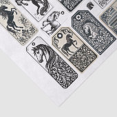 美しい馬とダマスクデザイン装飾 薄葉紙 (詳細)