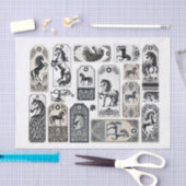 美しい馬とダマスクデザイン装飾 薄葉紙 (クラフト)