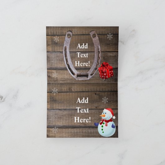 美しい馬とバ素朴ンクリスマスホリデー シーズンカード (内部)