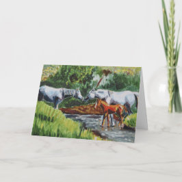 美しい馬とフォアール風景油絵 カード
