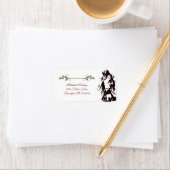 美しい馬とホリーウィンターホリデーアドレス ラベル (インサイチュ)