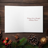 美しい馬とホリーウィンターホリデークリスマス カード