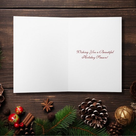 美しい馬とホリーウィンターホリデークリスマス カード