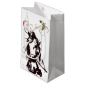 美しい馬とホリーウィンターホリデークリスマス スモールペーパーバッグ (正面アングル)