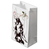 美しい馬とホリーウィンターホリデークリスマス スモールペーパーバッグ (裏面アングル)