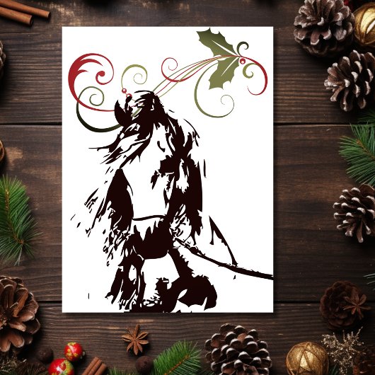 美しい馬とホリークリスマスの冬 シーズンポストカード