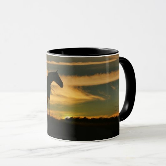 美しい馬と夕日 マグカップ (正面右)