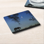 美しい馬と月 スクエアペーパーコースター (アングル)