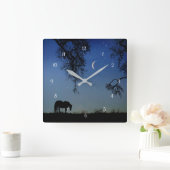美しい馬と月 スクエア壁時計 (ホーム)