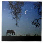 美しい馬と月 タイル (正面)