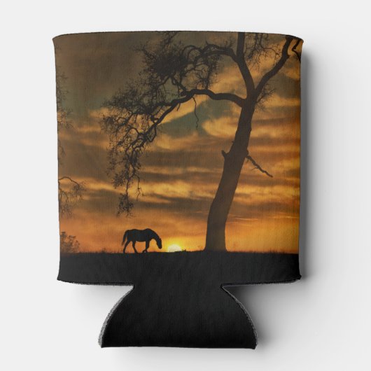 美しい馬と木の居心地の良いカップ 缶クーラー (裏面)