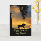 美しい馬と樺の木 オーダーメイド名入れ カード (黄色い花)