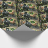 美しい馬と素朴納屋のクリスマス ラッピングペーパー (角)