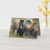 美しい馬と素朴納屋 カード (黄色い花)