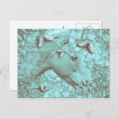 美しい馬と蝶の横絵はがき ポストカード (正面/裏面)