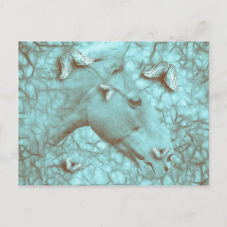 美しい馬と蝶の横絵はがき ポストカード