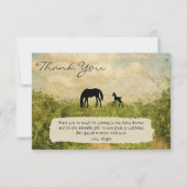 美しい馬と馬の赤ちゃんシャワー サンキューカード (正面)