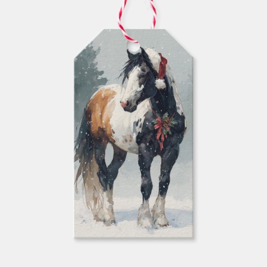 美しい馬のクリスマスギフトタグ ギフトタグ (正面)