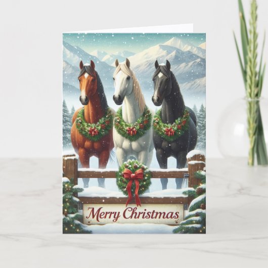 美しい馬のクリスマス シーズンカード (正面)