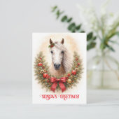 美しい馬のクリスマス ホリデーシーズンのご挨拶 ポストカード (スタンド正面)