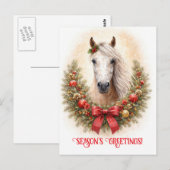 美しい馬のクリスマス ホリデーシーズンのご挨拶 ポストカード (正面/裏面)