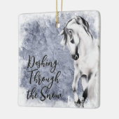美しい馬のクリスマス 馬が雪を駆ける セラミックオーナメント (左)
