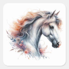 美しい馬のステッカー スクエアシール