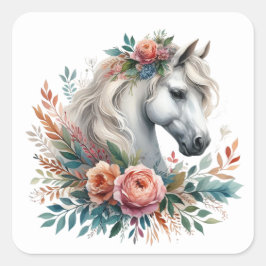 美しい馬のステッカー スクエアシール