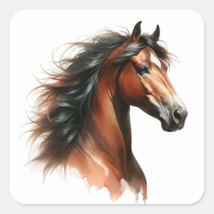 美しい馬のステッカー スクエアシール