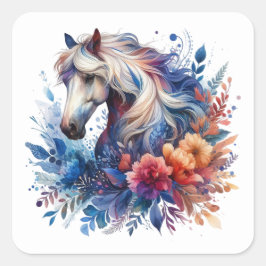 美しい馬のステッカー スクエアシール