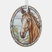美しい馬のステンドグラス ガラスオーナメント (正面右)