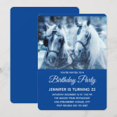 美しい馬のチームの冬の写真の誕生日 招待状 (正面/裏面)