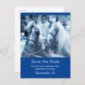 美しい馬のチーム冬の写真の日付を保存 インビテーションポストカード (正面/裏面)